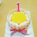 ことりちっく's cooksnap of when they made 祝1歳誕生日☆桃のバースデーケーキ♡.