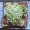きらり流れ星's cooksnap of when they made キャベツ沢山のサイボクウインナートースト.