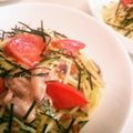 美貴姉's cooksnap of when they made 冷製パスタ♪いかの塩辛納豆カルボナーラ風.
