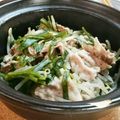 ビギナーえい's cooksnap of when they made 豚ニラもやしの土鍋蒸し ポン酢を添えて.