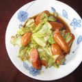 M3doors111's cooksnap of when they made 朝ごはんに、ウィンナーとキャベツの炒め物.