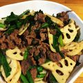 まよっぺまこっぺ's cooksnap of when they made 牛肉と蓮根のにんにく醤油ソテー.