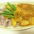 クック8Q5L38☆'s cooksnap of when they made 緑黄色＊素揚げ野菜の彩りカレー.