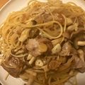 ｓdream's cooksnap of when they made きのこと豚バラのニンニク醤油パスタ.