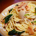 ▷ラミコ's cooksnap of when they made ほうれん草とスモークサーモンの和風パスタ.