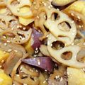新米いもっ子's cooksnap of when they made じゃこ天アレンジ♡蓮根とさつま芋甘辛炒め.