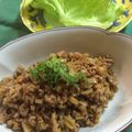 Lyme409's cooksnap of when they made ♪れんこんと挽き肉のレタス包み♪.