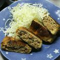 クックBK8XXC☆'s cooksnap of when they made ひき肉と白滝の油揚げ詰め焼き。お弁当にも.