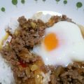 エンジェルティアー's cooksnap of when they made ピリ辛そぼろ丼〜半熟卵のせ.