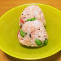 ❁Abake❁'s cooksnap of when they made たらこ×枝豆×葱×胡麻のおにぎり.