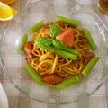 violets's cooksnap of when they made 茄子とソーセージのトマトソースパスタ.
