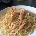 Poucette's cooksnap of when they made めんつゆで鮭パスタ！.