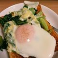 イカ輪's cooksnap of when they made 小松菜チーズの巣ごもり目玉焼き.