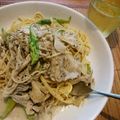 mahalo＊'s cooksnap of when they made 舞茸とアスパラの簡単和風クリームパスタ.