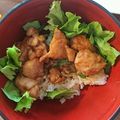 まめ＊＊＊＊'s cooksnap of when they made 梅味噌ニンニクだれでガッツリ☆鶏肉丼.