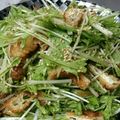 オク３家's cooksnap of when they made 薄揚げと水菜のニンニク醤油.