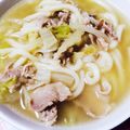happynene's cooksnap of when they made 簡単な豚肉とはくさいのおうどん☆.