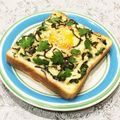 なつき☆ミ's cooksnap of when they made ゴーヤ×温泉卵のあっさり塩昆布和トースト.