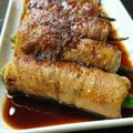 ヘビママ's cooksnap of when they made ✿オクラちくわの豚肉巻きDE甘酢たれ✿.