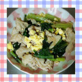 ももんちゃん✩'s cooksnap of when they made 卵と豚肉・小松菜の味付け簡単炒め.