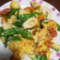 ゆいまま0326's cooksnap of when they made 絹さやとちくわ☆卵めんつゆ炒め.