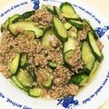 ＊なないろ金平糖＊'s cooksnap of when they made キュウリと挽肉の中華ドレッシング炒め.