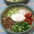 おはなすき's cooksnap of when they made 簡単！オクラと山芋と納豆ネバネバ丼.