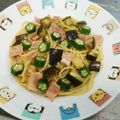 もぐ・ω・くま's cooksnap of when they made ハム・なす・オクラの簡単和風パスタ.