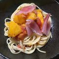 ルツさん's cooksnap of when they made 桃と生ハムの冷製パスタ.