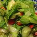 yumirinka's cooksnap of when they made 簡単♪キュウリとレタスとパプリカの酢の物.