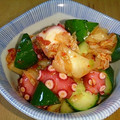 桃てろ's cooksnap of when they made 簡単！タコと胡瓜の梅キムチ和え.
