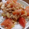 アカオ's cooksnap of when they made トマト鮭缶どんぶり.