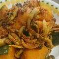 ☆field's cooksnap of when they made かぼちゃとしめじのピリ辛炒め.