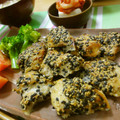かいね0210's cooksnap of when they made 揚げない唐揚げ　鶏肉のごま焼き.