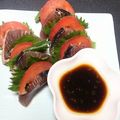 なすおっさん's cooksnap of when they made トマトをはさんだ鰹のタタキの一口おつまみ.