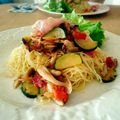 PLU☆'s cooksnap of when they made ズッキーニと茄子を使った簡単夏野菜パスタ.