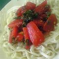 しおとも's cooksnap of when they made 今日のおそうめん：トマトサラダのせ.