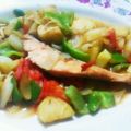 peachpies's cooksnap of when they made 野菜たっぷり鮭のアクアパッツァ風.