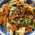 ぱぱぷぅ's cooksnap of when they made 塩こんぶ入り♡ササミと人参のシリシリ丼.