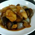 4double5's cooksnap of when they made 茄子と鶏の甘酸っぱダレ炒め.