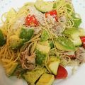 fukudoru's cooksnap of when they made 豚肉とアボカドとトマトのあっさりパスタ.