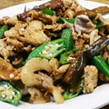 みつ☆る's cooksnap of when they made 簡単！豚肉となすとオクラ和え★.