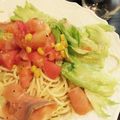 cha_nyon's cooksnap of when they made スモークサーモンとトマトの冷製パスタ.