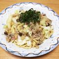 にゃんこ丸＊'s cooksnap of when they made えのきとベーコンのにんにく醤油パスタ☆.
