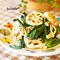 ついてるさとちゃん's cooksnap of when they made えのき・蓮根・法蓮草のマスタード醤油和え.