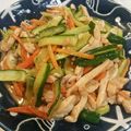 いかちゃん☆ﾐ's cooksnap of when they made 簡単♪鶏胸肉と細切り胡瓜のスタミナ炒め.