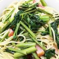 misakata's cooksnap of when they made 空芯菜とベーコンのオイルソースパスタ♪.