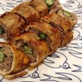 ねみねみ's cooksnap of when they made 豚ひき肉とオクラの油揚げロール.