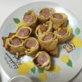 みー３２'s cooksnap of when they made ★ウインナーと油揚げのカレーロール★.