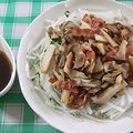 moruchama's cooksnap of when they made 大根と大葉のサラダ☆きのこベーコン和え♪.